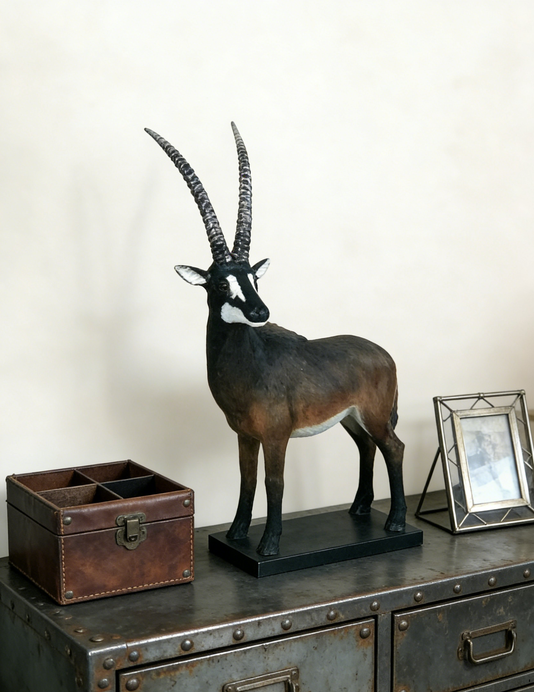 African Antelope Sculpture | Realistic Wildlife Figurine | Rustic Safari-Inspired Home Decor