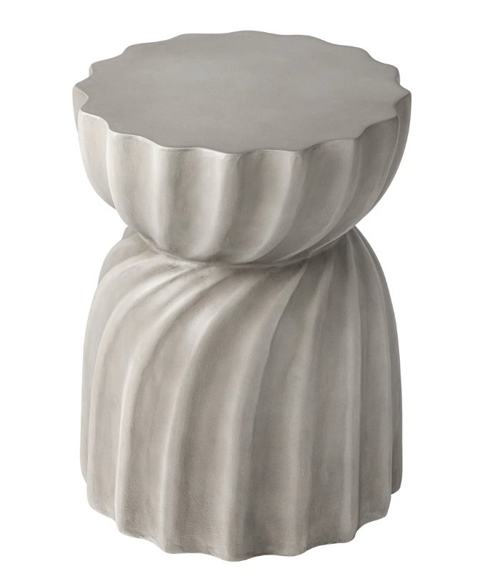 Heart Soars Round Outdoor Side Table – Modern Porcelain Tile Terrazzo Accent Table