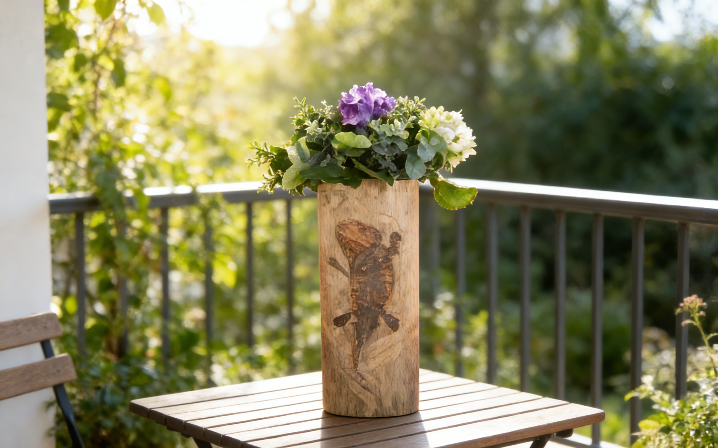 Dinosaur Fossil Wood Vase | 20×13.5×51 CM | Rustic Floral Decor Accent 🪵