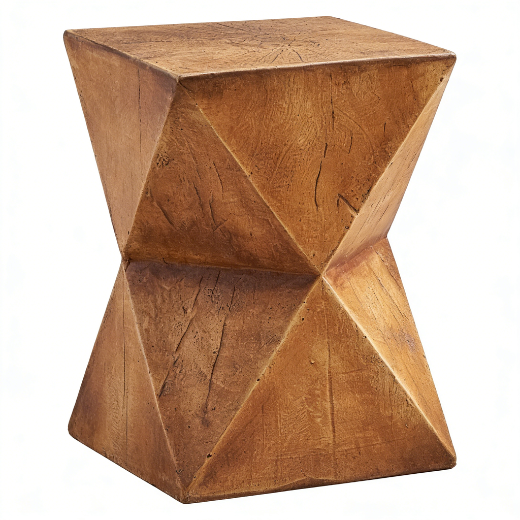 Heart Soars Nordic Wabi-Sabi Wood-Look Geometric Diamond Accent Table for Living Room Side Table