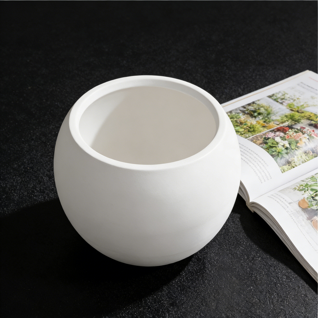 Heart Soars Modern Round Planter Pot, White, Smooth Finish, 17x17x13 Inches, Indoor Outdoor Garden Decor