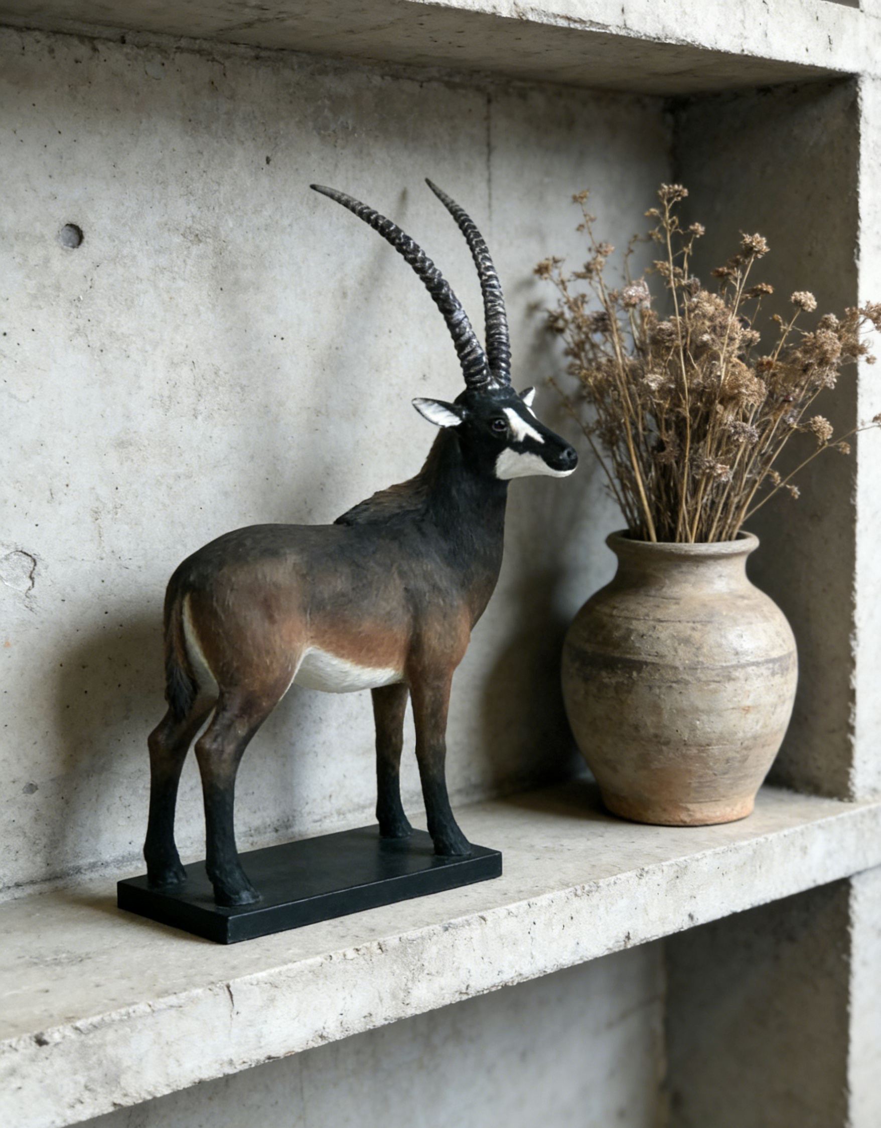 African Antelope Sculpture | Realistic Wildlife Figurine | Rustic Safari-Inspired Home Decor