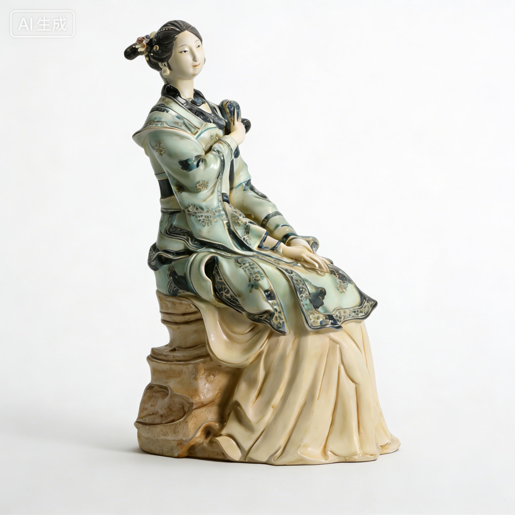 Heart Soars Chinese Traditional Lady Figurine Sculpture, Decorative Art Statue, 11x8.5x31 CM