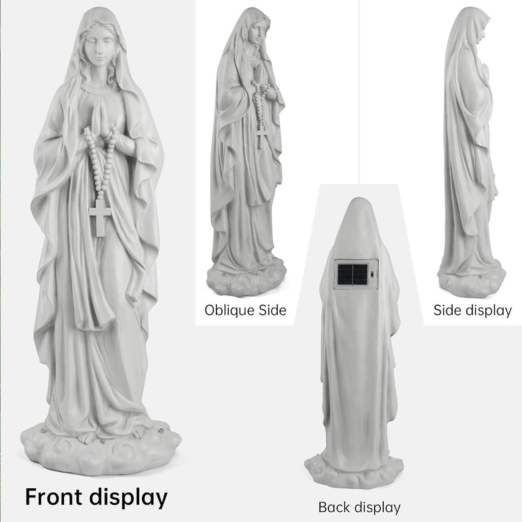 Virgin Mary Statue 31.49 Inch Religious Garden Statue Solar Mary Statue Outdoor Yard Patio Deck Home Entryway Hallway Sculpture