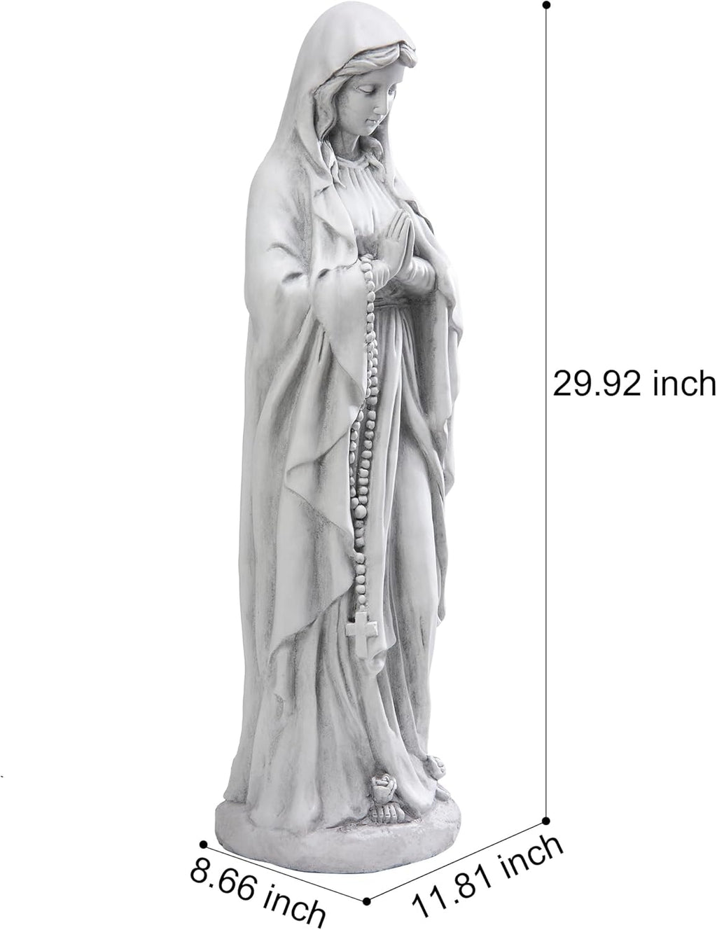 Virgin Mary Praying Statue 29.9 Inch Tall Outdoor Garden Religious Decorations Statue Clearance for Home Yard Patio Lawn Hallway Decor Sculpture Magnesium Oxide Stone