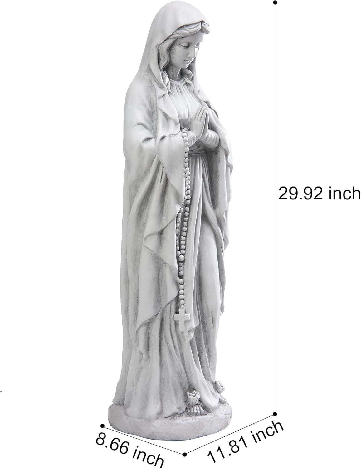 Virgin Mary Praying Statue 29.9 Inch Tall Outdoor Garden Religious Decorations Statue Clearance for Home Yard Patio Lawn Hallway Decor Sculpture Magnesium Oxide Stone