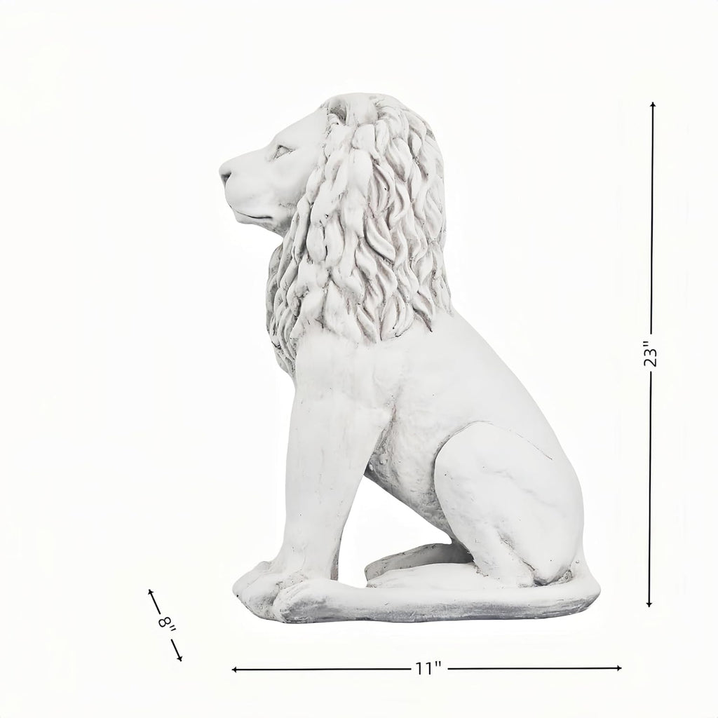 Lion Statue Outdoor Large 23''H Garden Statues MGO Outdoor Statue Guardian Lion Statues Home Decor Garden Decorative Outdoor Sculpture Patio Yard Lawn Decor, White