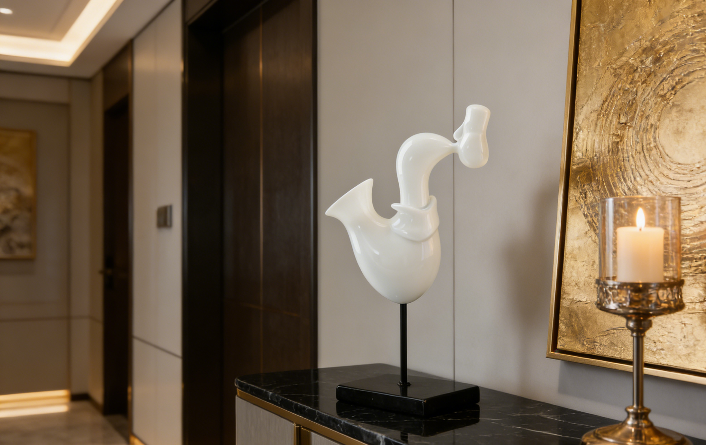 Abstract Saxophonist Sculpture | White Modern Musician Figurine | Minimalist Band-Themed Home Decor