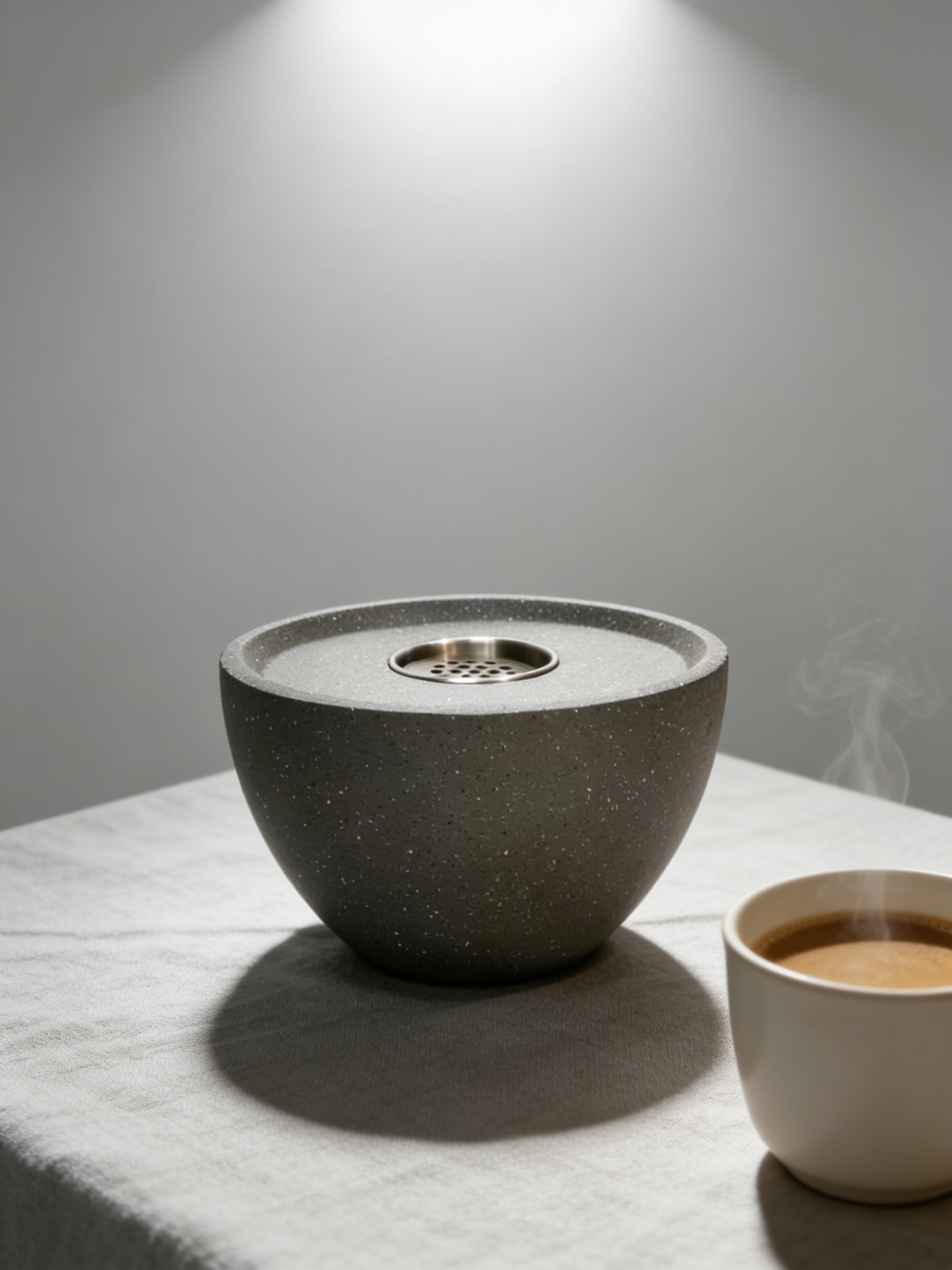 Heart Soars Tabletop Fire Bowl（no alcohol）, Gray, Magnesium Oxide, 25x25x16 cm, with Burner, Extinguisher, Pebbles, Rain Cover