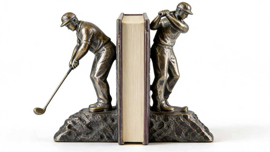 Heart Soars Golfer Sculpture Bookends, Bronze Finish, Decorative Figurine Set, 9.5x8x26.5 CM, Sports Theme Home Decor