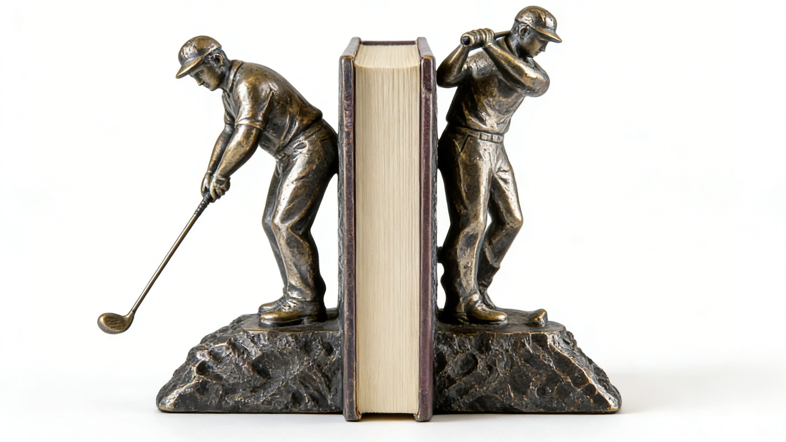 Heart Soars Golfer Sculpture Bookends, Bronze Finish, Decorative Figurine Set, 9.5x8x26.5 CM, Sports Theme Home Decor