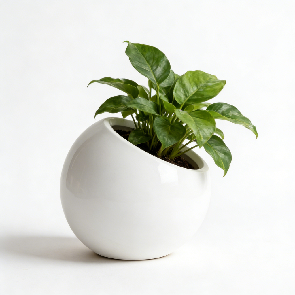 Heart Soars Modern Round Planter Pot, White, Smooth Finish, 17x17x13 Inches, Indoor Outdoor Garden Decor