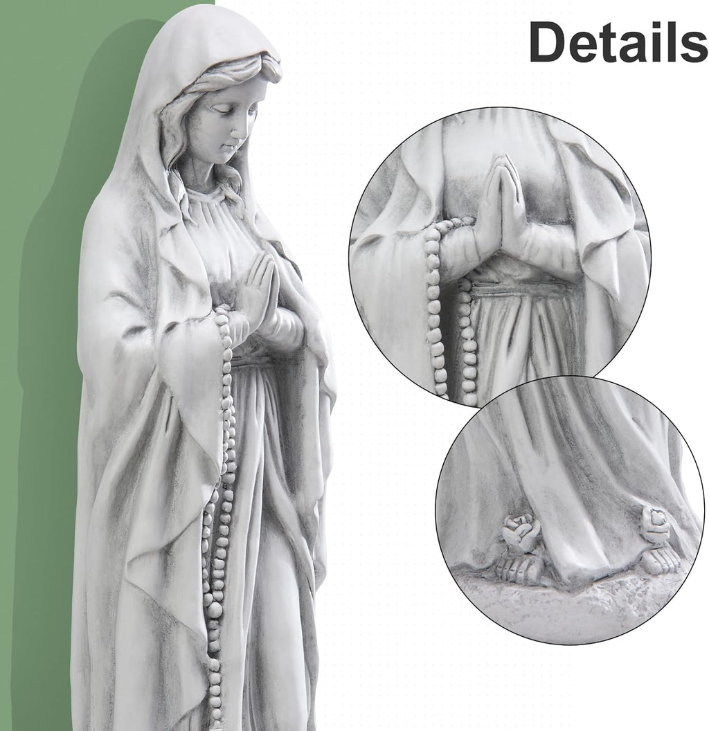 Virgin Mary Praying Statue 29.9 Inch Tall Outdoor Garden Religious Decorations Statue Clearance for Home Yard Patio Lawn Hallway Decor Sculpture Magnesium Oxide Stone