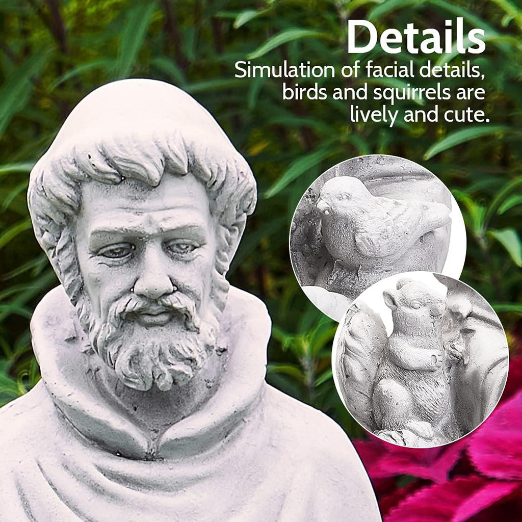 St Francis Garden Statues 31 Inch Saint Francis of Assisi Catholic Christian Yard Decor Lawn Garden Patio Outdoor Sculptures Magnesium Oxide Stone Grey Garden Art Decorations