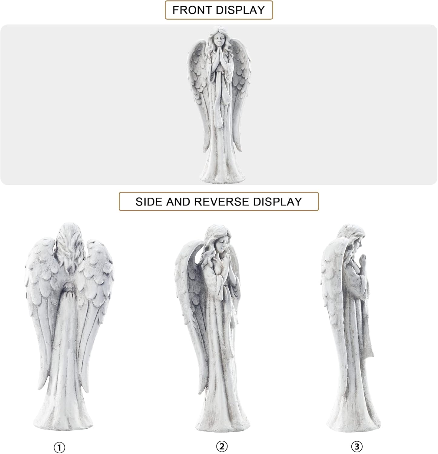Outdoor Garden Statues Praying Angel Statue 31.1" Grave Decorations Magnesium Oxide Stone Grey Yard Patio Deck Home Entryway Hallway Sculpture