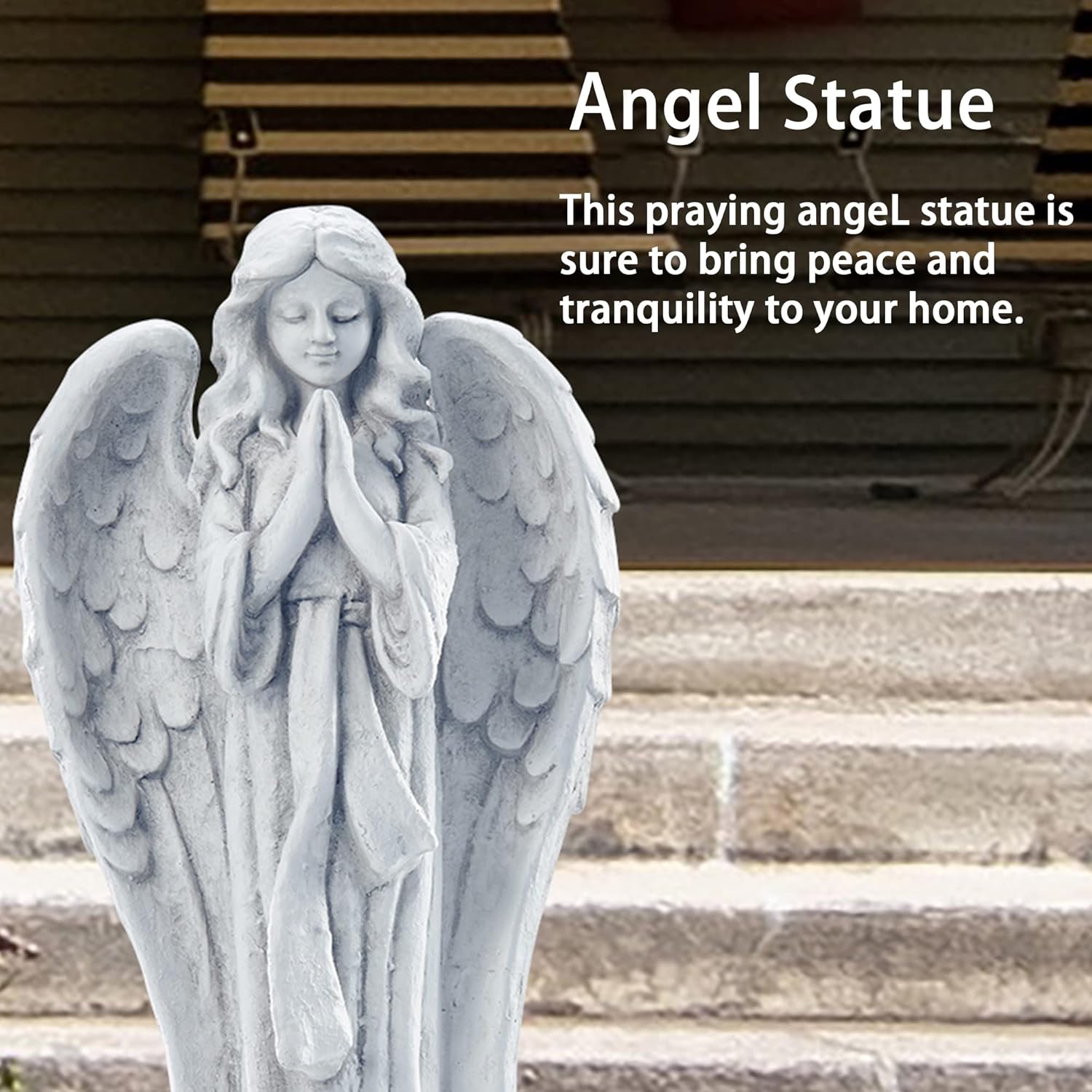 Outdoor Garden Statues Praying Angel Statue 31.1" Grave Decorations Magnesium Oxide Stone Grey Yard Patio Deck Home Entryway Hallway Sculpture