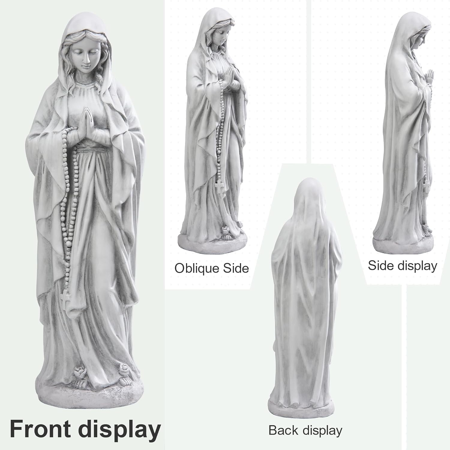 Virgin Mary Praying Statue 29.9 Inch Tall Outdoor Garden Religious Decorations Statue Clearance for Home Yard Patio Lawn Hallway Decor Sculpture Magnesium Oxide Stone
