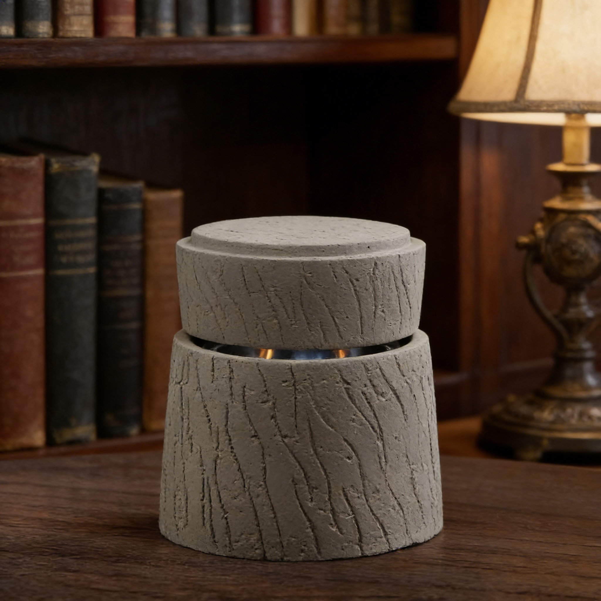 Heart Soars Tabletop Fire Bowl（no alcohol）, Concrete Tabletop Alcohol Burner with Lid, 4.5x4.5x4.7 Inch, Includes Cotton Wick, Burner, Extinguisher