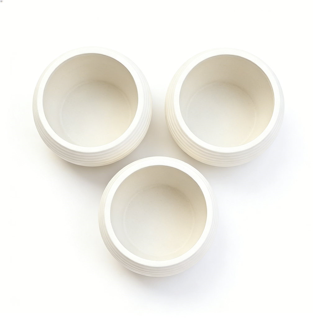 Heart Soars Round Planter Pots Set of 3, White, Magnesium Oxide Material, Low Profile Design, 12", 16.5", and 21.6" Diameters