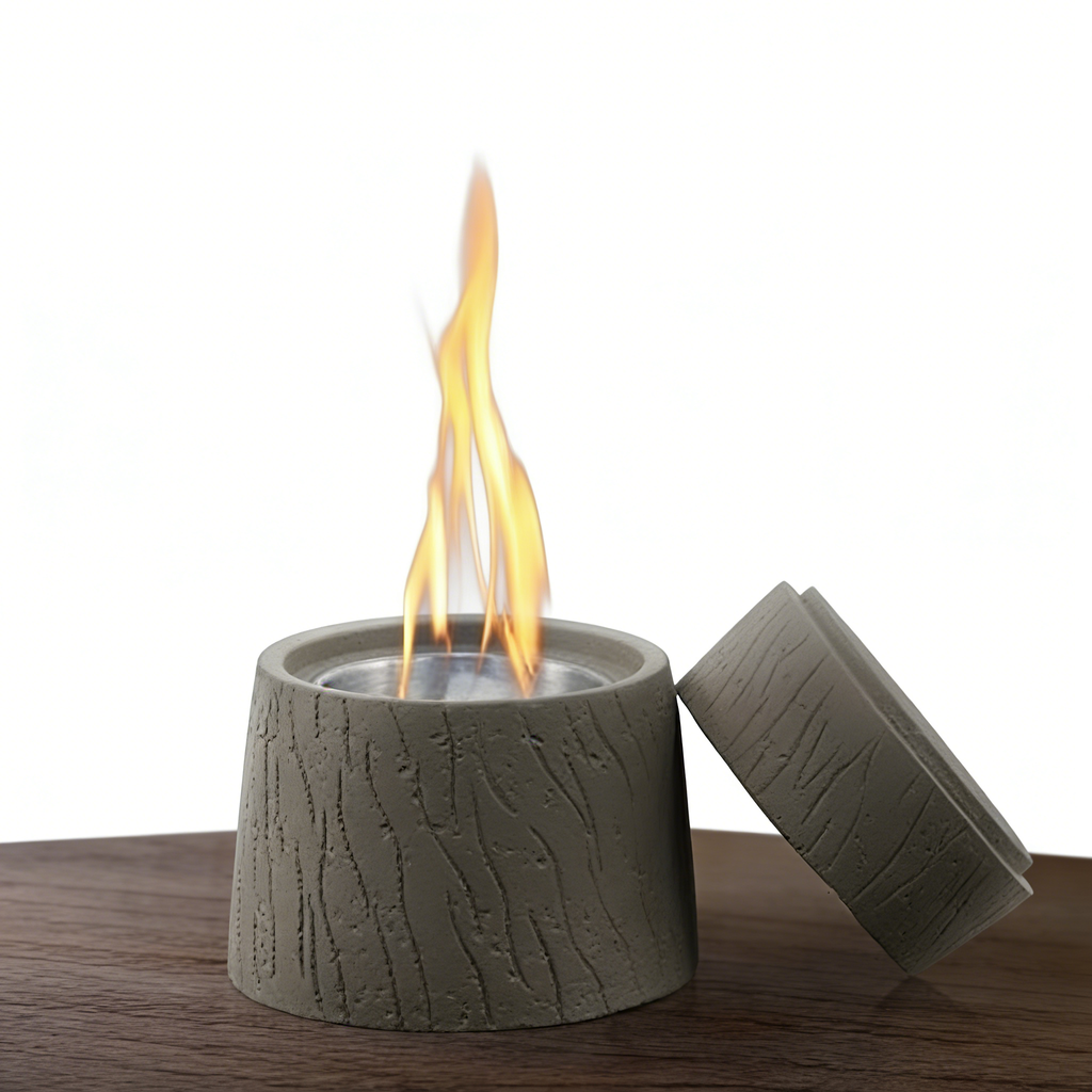 Heart Soars Tabletop Fire Bowl（no alcohol）, Concrete Tabletop Alcohol Burner with Lid, 4.5x4.5x4.7 Inch, Includes Cotton Wick, Burner, Extinguisher