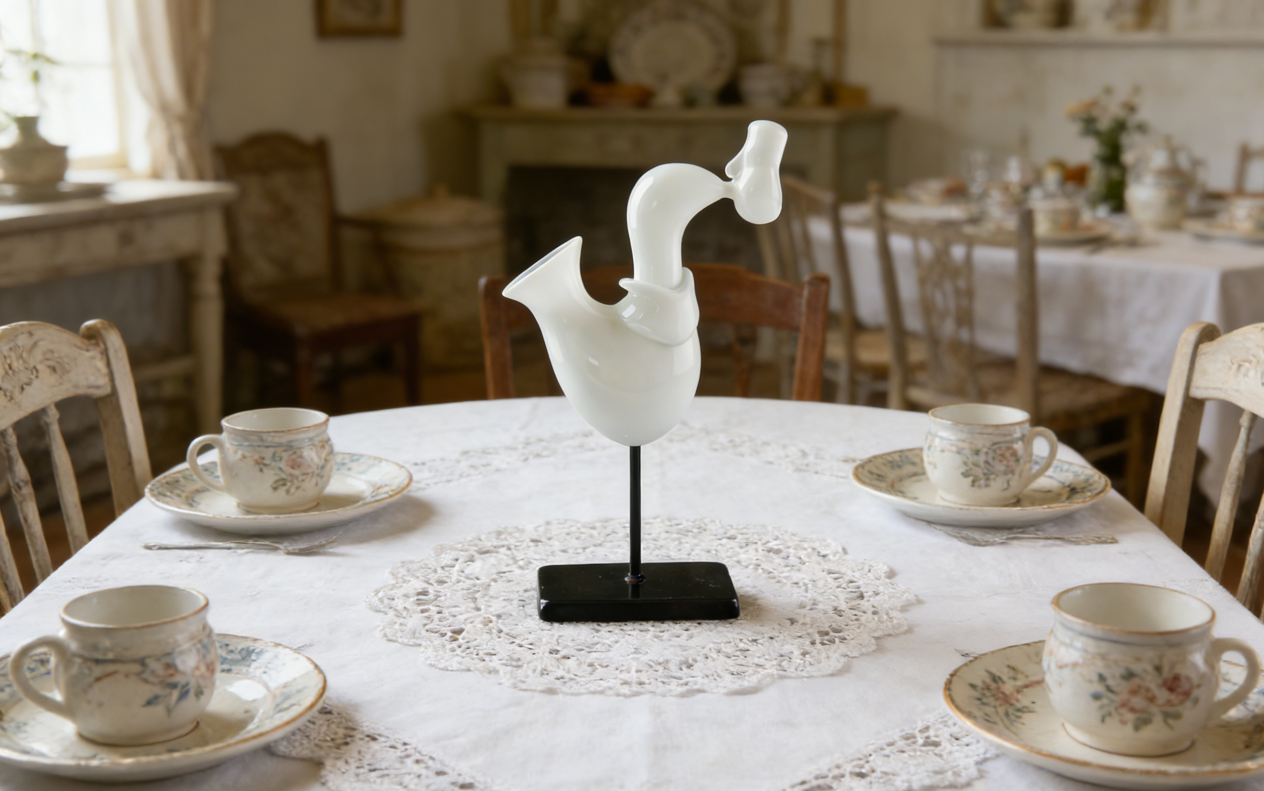 Abstract Saxophonist Sculpture | White Modern Musician Figurine | Minimalist Band-Themed Home Decor