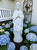 Heart Soars Religious Virgin Mary Statue, White, Magnesium Oxide, 10.2x8.7x29.9 Inches, Praying Pose with Rosar