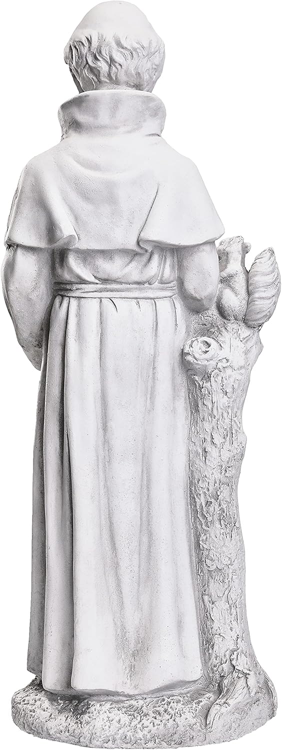 St Francis Garden Statues 31 Inch Saint Francis of Assisi Catholic Christian Yard Decor Lawn Garden Patio Outdoor Sculptures Magnesium Oxide Stone Grey Garden Art Decorations