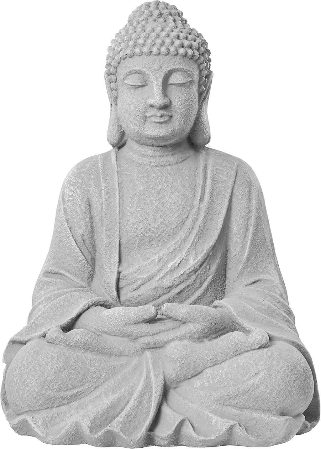 Zen Garden Asian Buddha Statue Outdoor Indoor Yard Decor 20” High Patio Deck Sculptures Magnesium Oxide Stone Grey Home Entryway Hallway