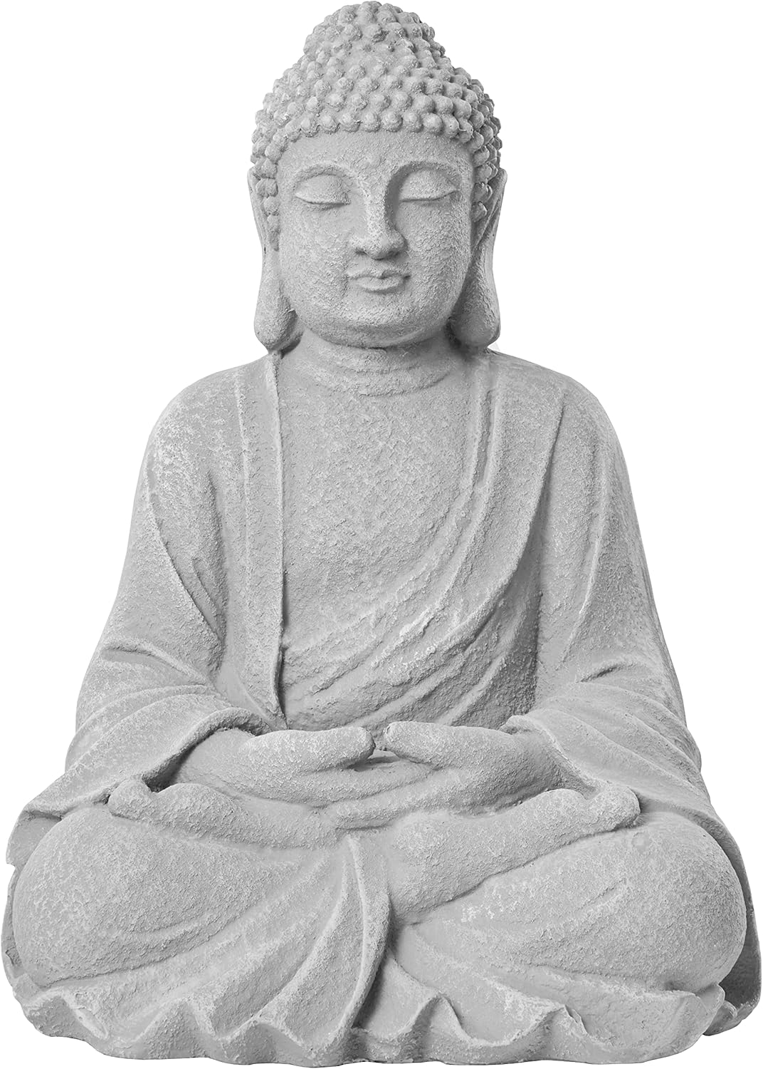 Zen Garden Asian Buddha Statue Outdoor Indoor Yard Decor 20” High Patio Deck Sculptures Magnesium Oxide Stone Grey Home Entryway Hallway