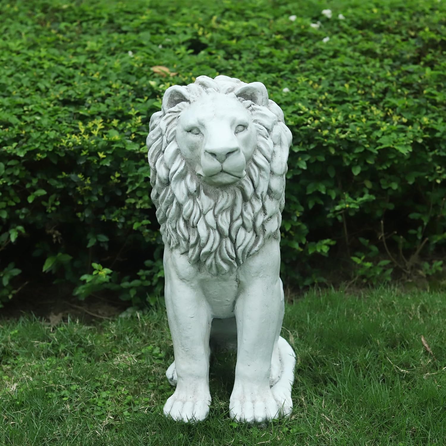 Lion Statue Outdoor Large 23''H Garden Statues MGO Outdoor Statue Guardian Lion Statues Home Decor Garden Decorative Outdoor Sculpture Patio Yard Lawn Decor, White