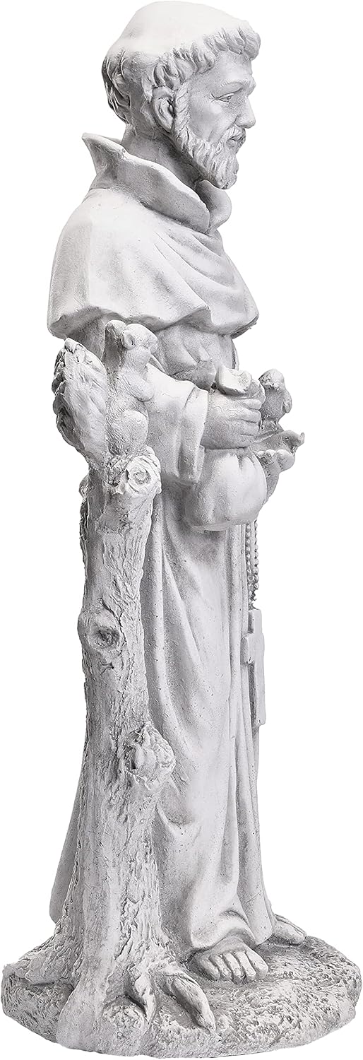 St Francis Garden Statues 31 Inch Saint Francis of Assisi Catholic Christian Yard Decor Lawn Garden Patio Outdoor Sculptures Magnesium Oxide Stone Grey Garden Art Decorations