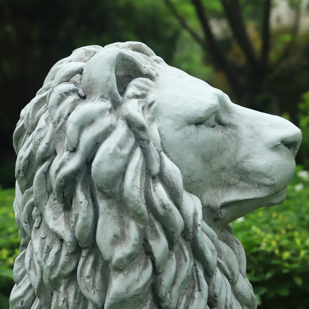 Lion Statue Outdoor Large 23''H Garden Statues MGO Outdoor Statue Guardian Lion Statues Home Decor Garden Decorative Outdoor Sculpture Patio Yard Lawn Decor, White