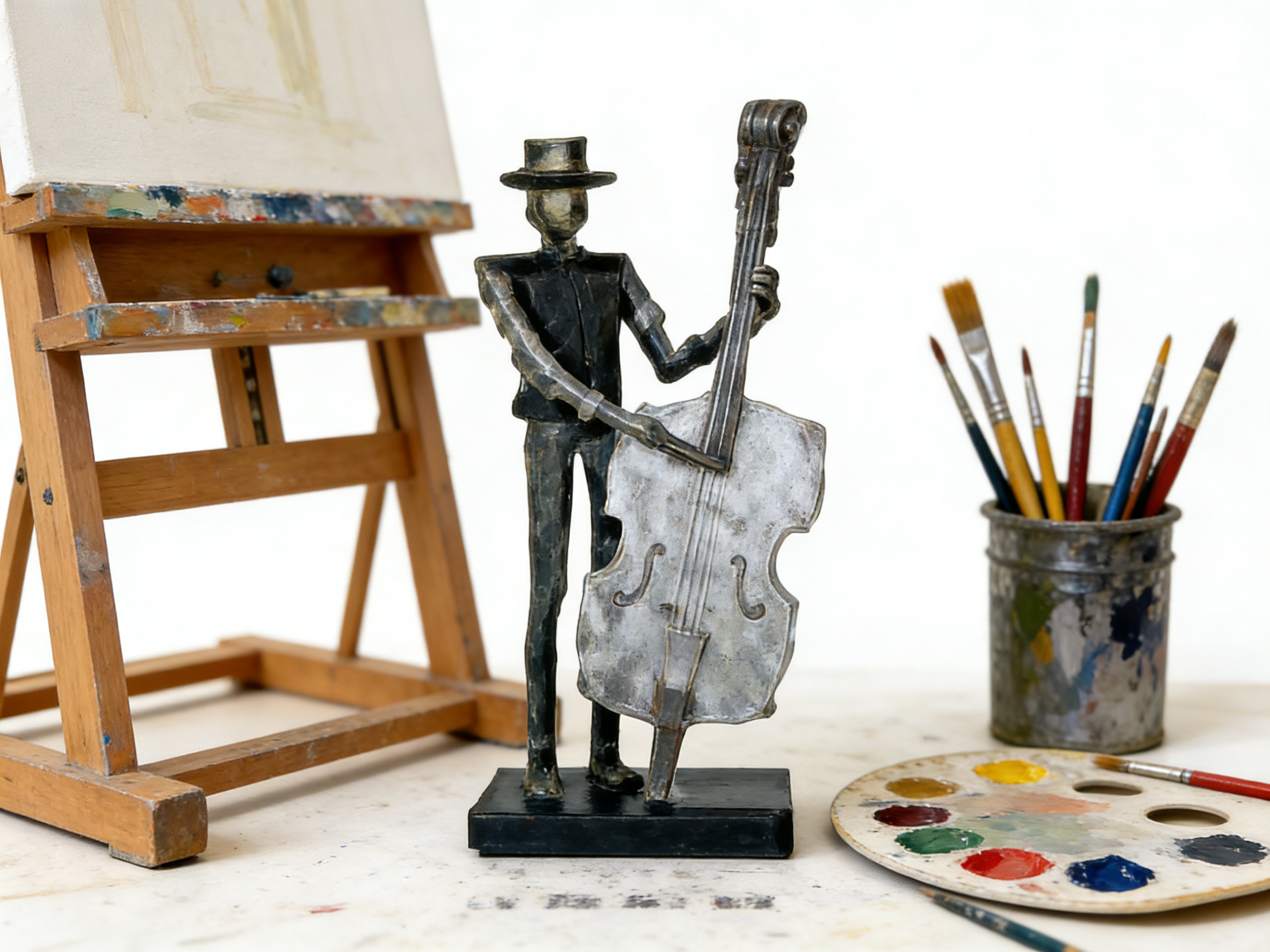 Heart Soars Musician with Cello Sculpture Figurine, Metal Art Decor, 12.8x3x4.7 Inches