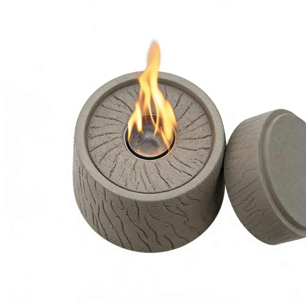 Heart Soars Tabletop Fire Bowl（no alcohol）, Concrete Tabletop Alcohol Burner with Lid, 4.5x4.5x4.7 Inch, Includes Cotton Wick, Burner, Extinguisher