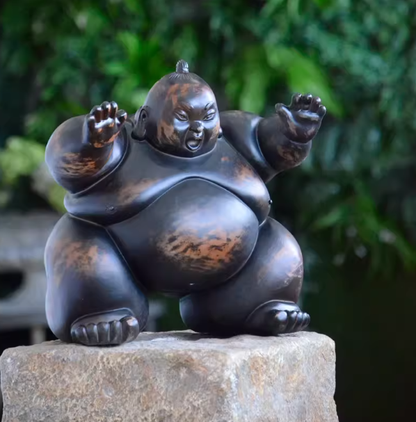Heart Soars Sumo Wrestler Sculpture Figurine, Bronze Finish, 24x16x23.5 cm Decorative Art Piece