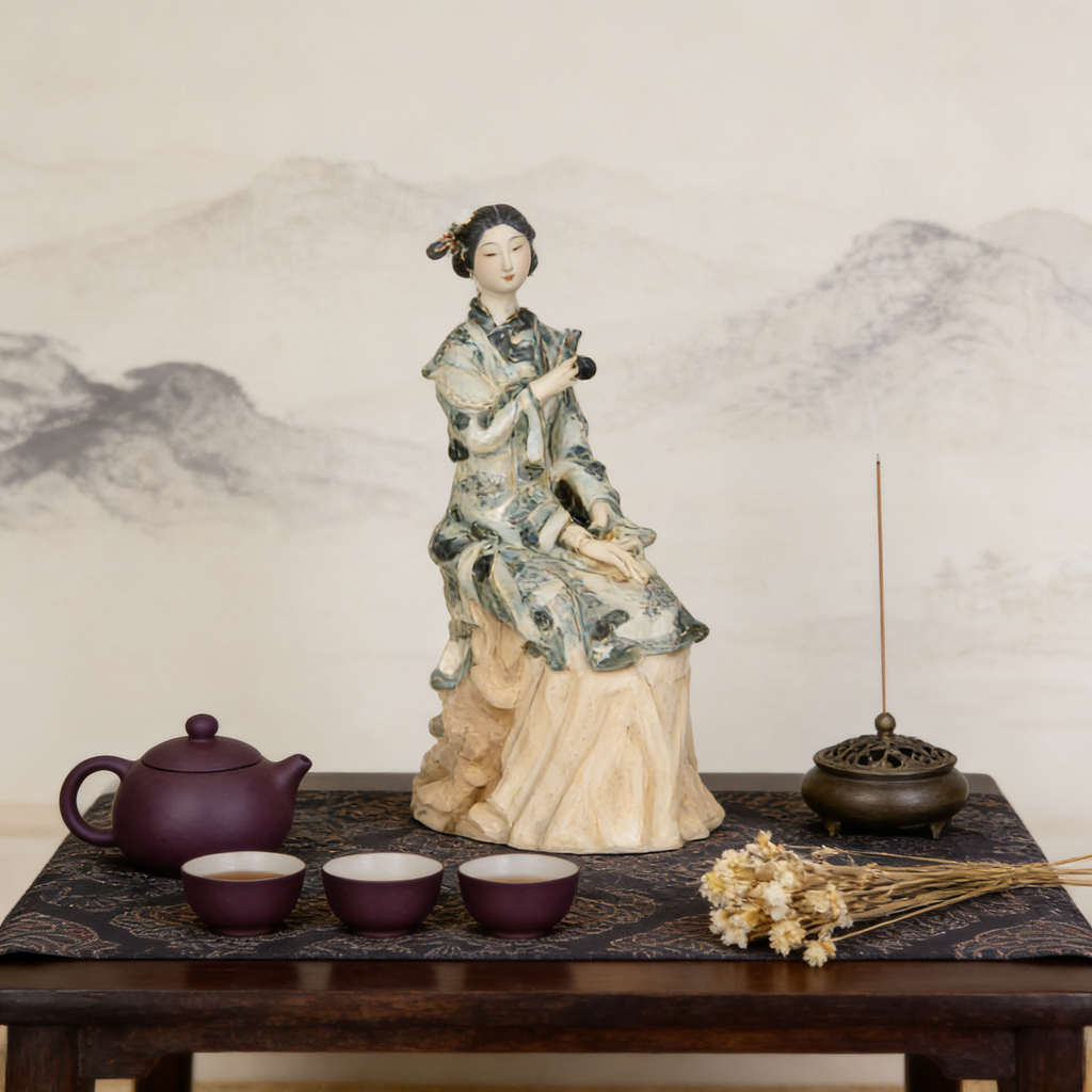 Heart Soars Chinese Traditional Lady Figurine Sculpture, Decorative Art Statue, 11x8.5x31 CM