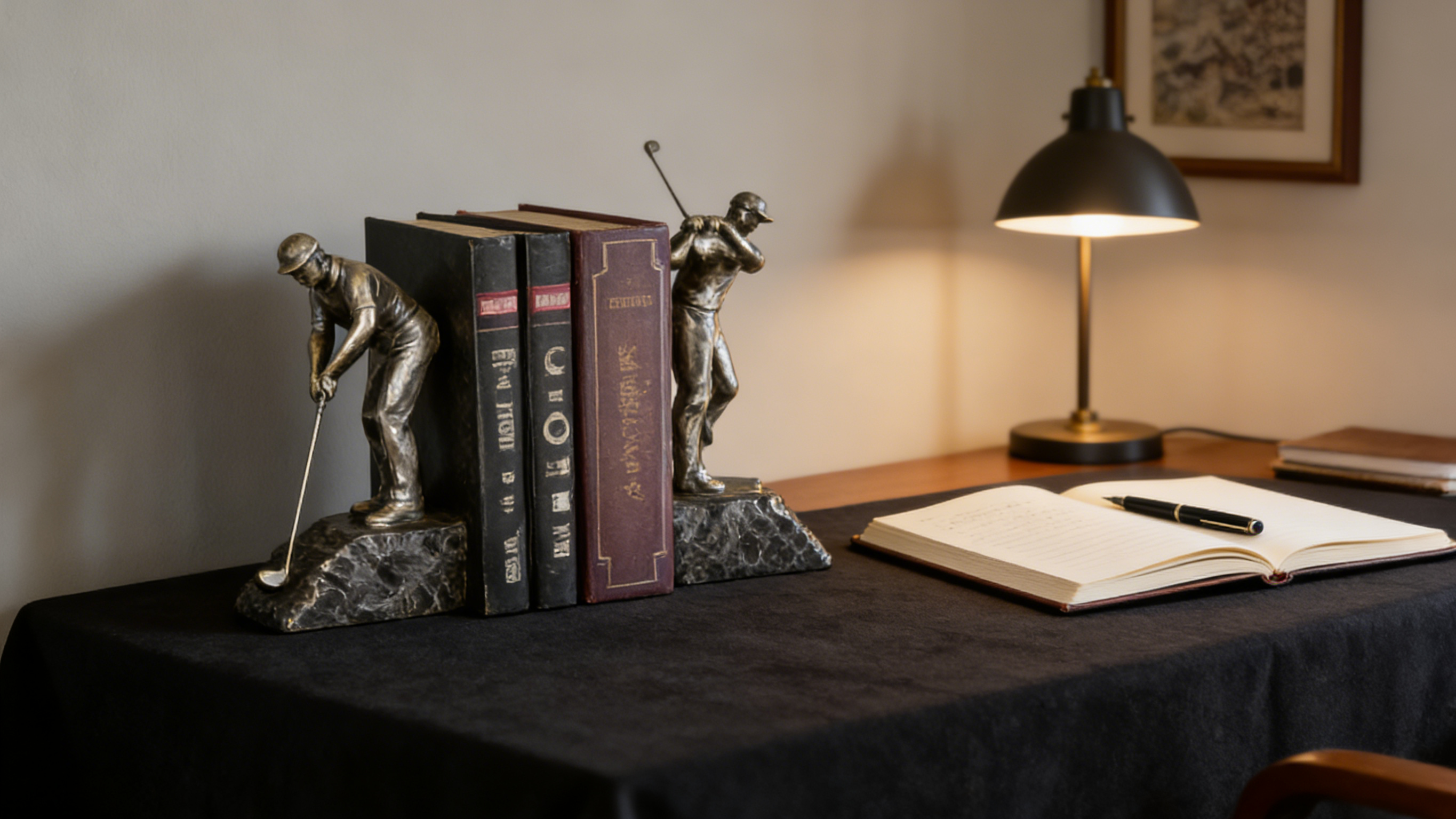 Heart Soars Golfer Sculpture Bookends, Bronze Finish, Decorative Figurine Set, 9.5x8x26.5 CM, Sports Theme Home Decor
