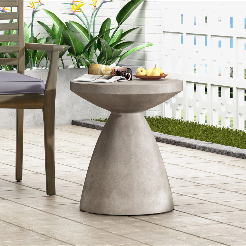Heart Soars Sculptural Concrete Accent Table – Indoor/Outdoor Hourglass Side Table