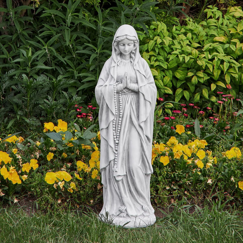 Virgin Mary Praying Statue 29.9 Inch Tall Outdoor Garden Religious Decorations Statue Clearance for Home Yard Patio Lawn Hallway Decor Sculpture Magnesium Oxide Stone