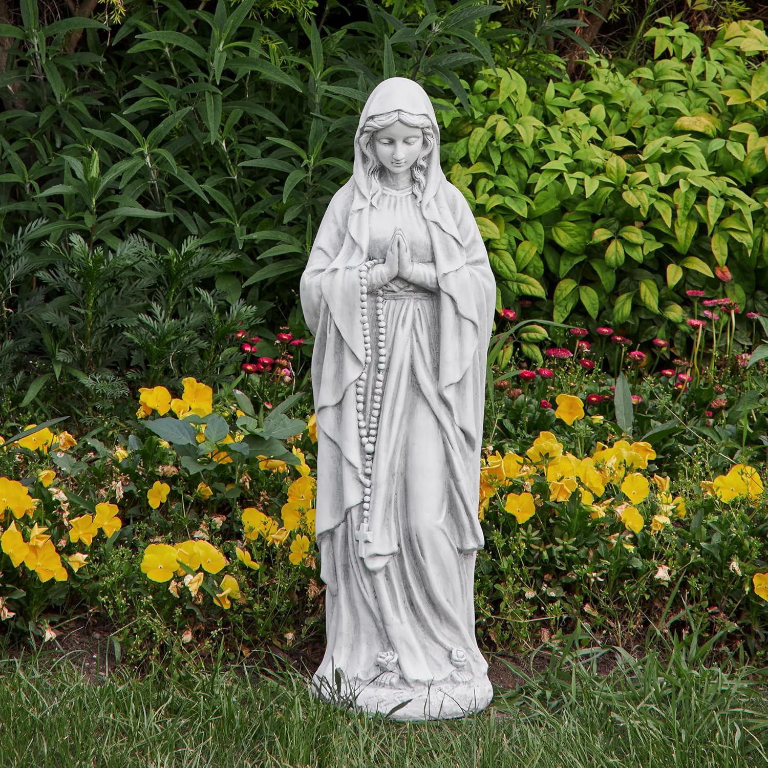 Virgin Mary Praying Statue 29.9 Inch Tall Outdoor Garden Religious Decorations Statue Clearance for Home Yard Patio Lawn Hallway Decor Sculpture Magnesium Oxide Stone