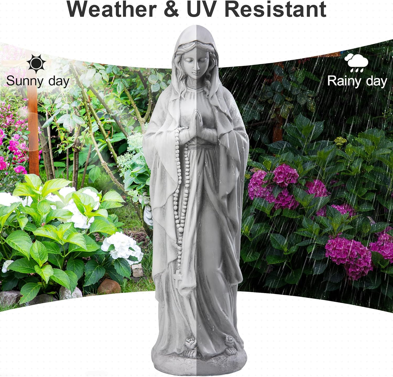 Virgin Mary Praying Statue 29.9 Inch Tall Outdoor Garden Religious Decorations Statue Clearance for Home Yard Patio Lawn Hallway Decor Sculpture Magnesium Oxide Stone