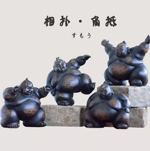 Heart Soars Sumo Wrestler Sculpture Figurine, Bronze Finish, 24x16x23.5 cm Decorative Art Piece