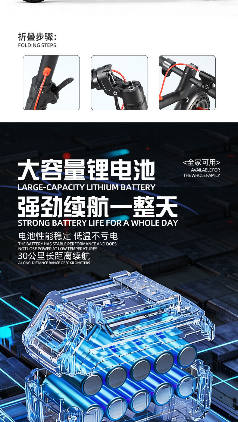 Electric Scooter, Portable Folding Commuter Scooter for Adults and Students, Urban City Riding