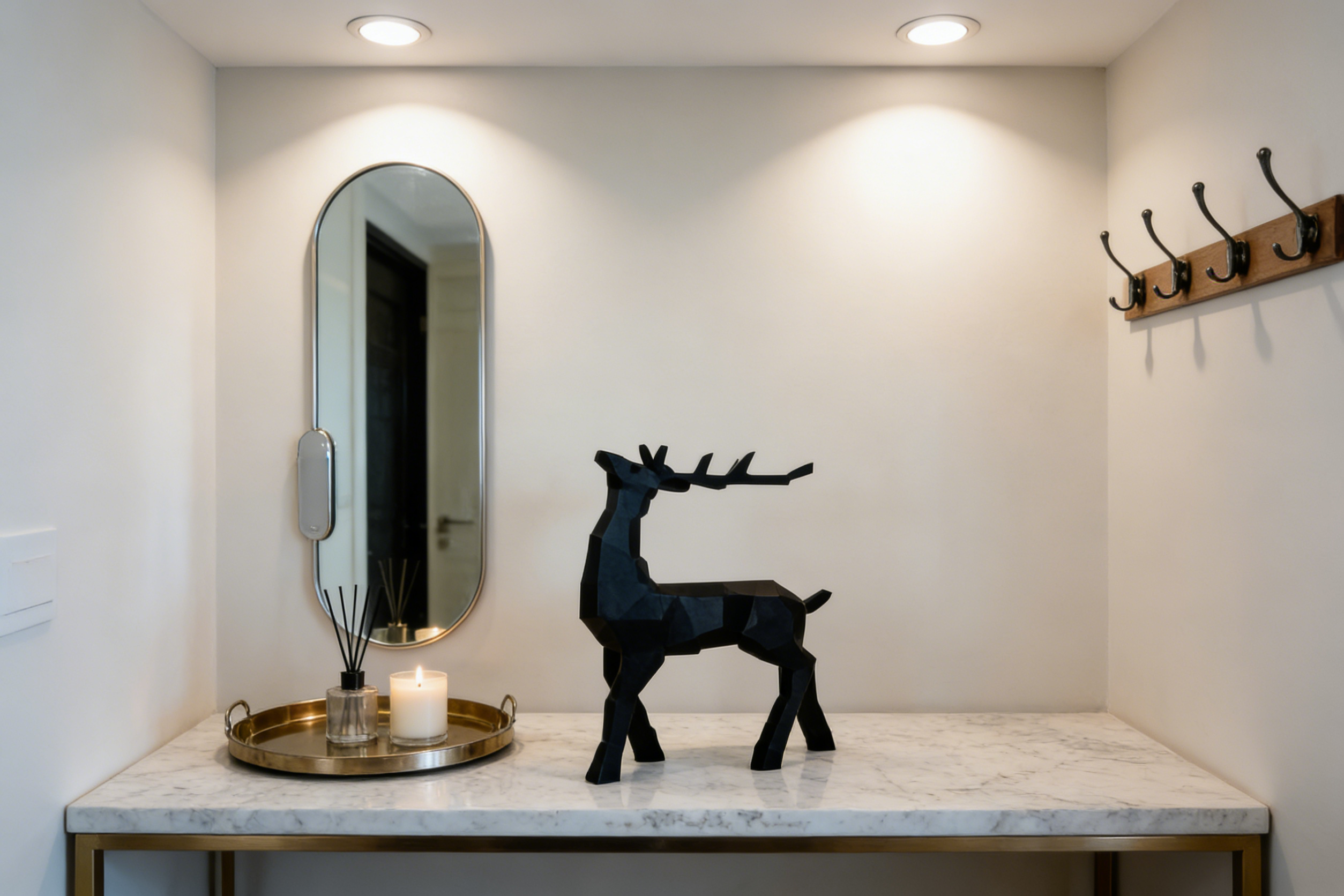 Modern Minimalist Black Geometric Deer Art Sculpture