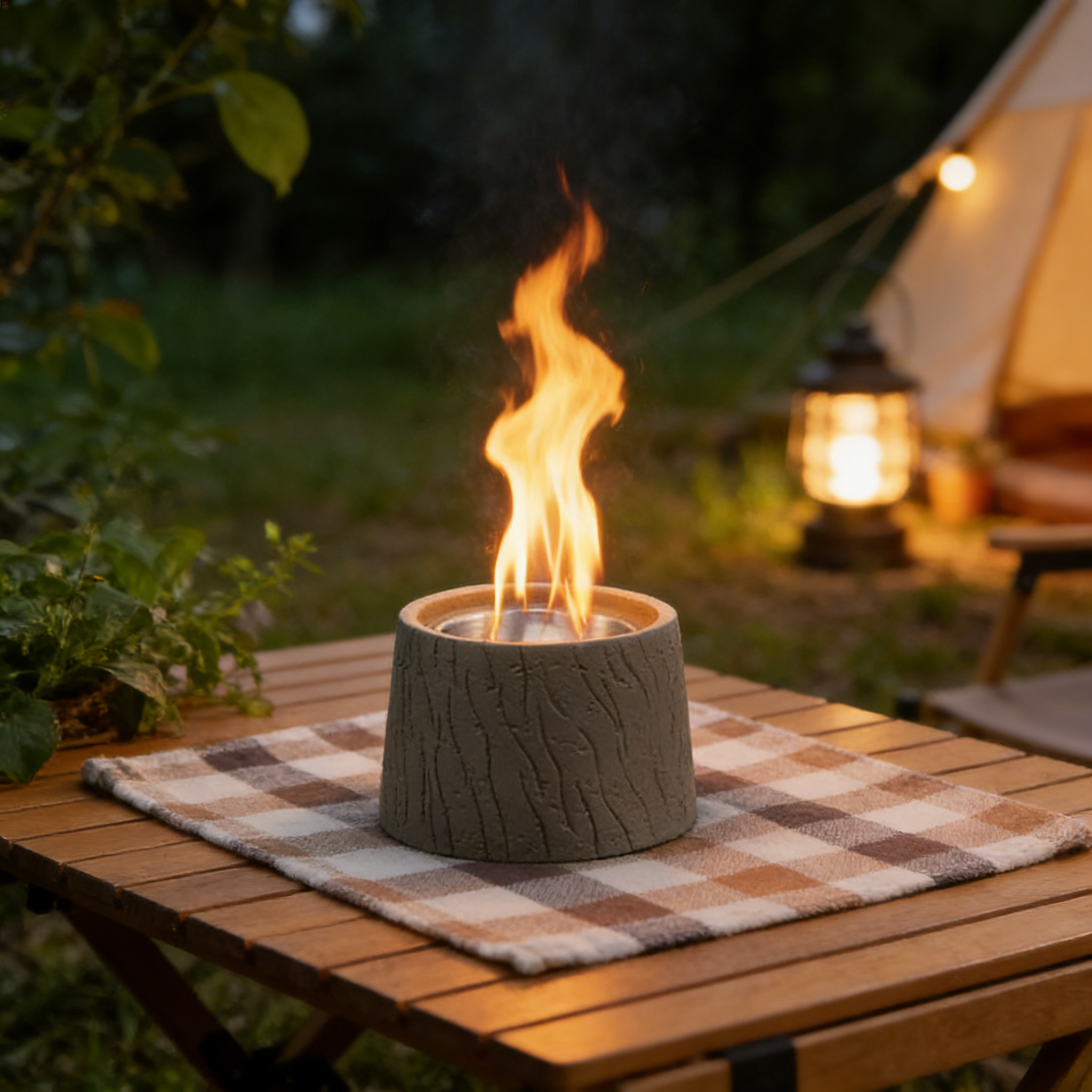 Heart Soars Tabletop Fire Bowl（no alcohol）, Concrete Tabletop Alcohol Burner with Lid, 4.5x4.5x4.7 Inch, Includes Cotton Wick, Burner, Extinguisher