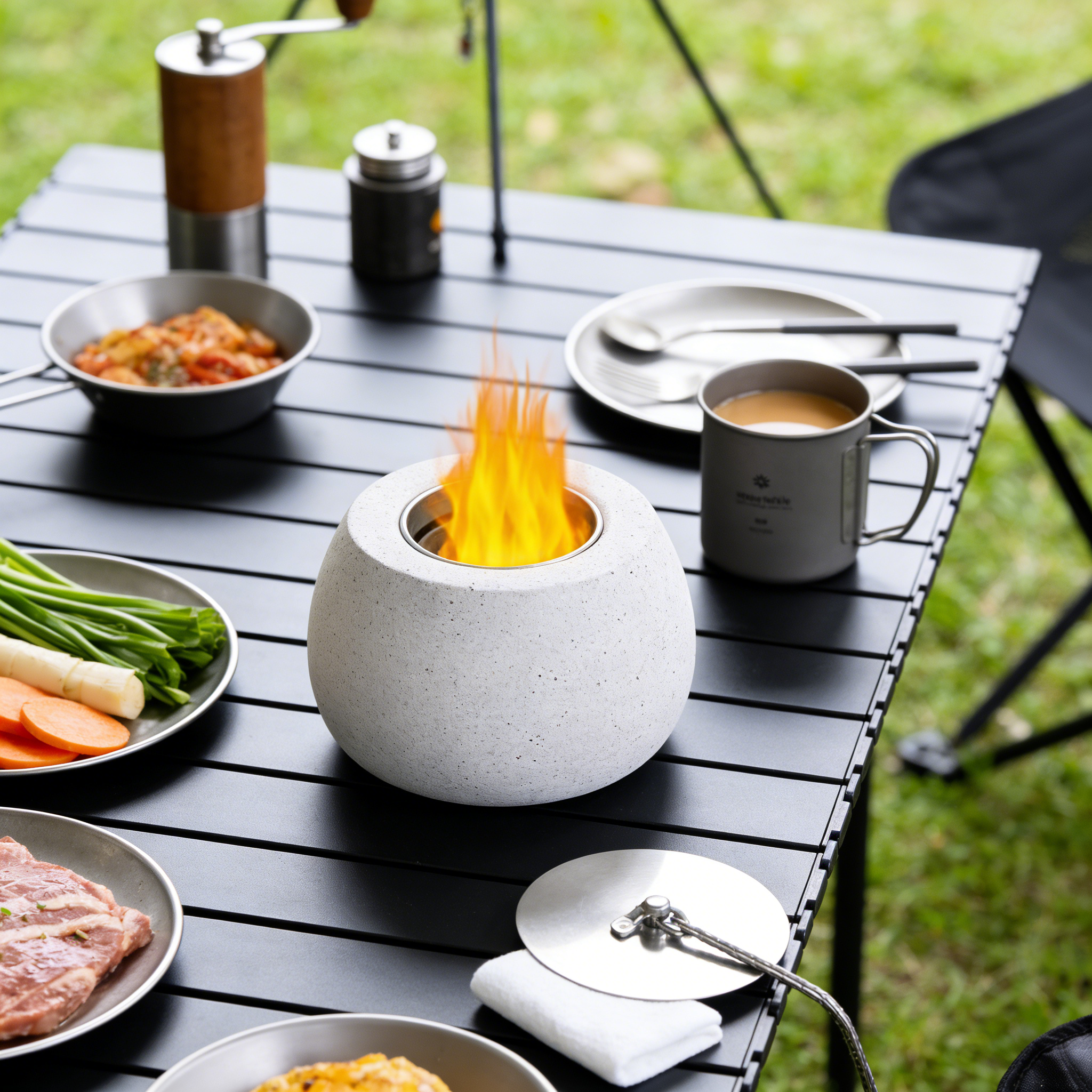 Petite Round Concrete Tabletop Fire Bowl（no alcohol）