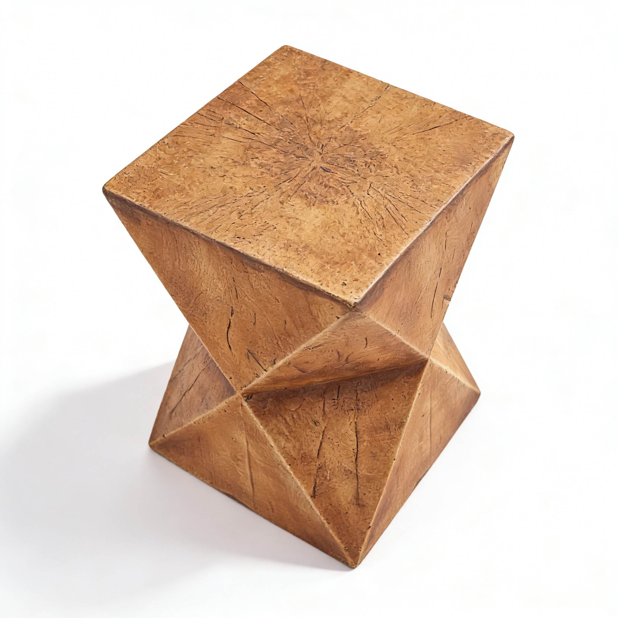 Heart Soars Nordic Wabi-Sabi Wood-Look Geometric Diamond Accent Table for Living Room Side Table