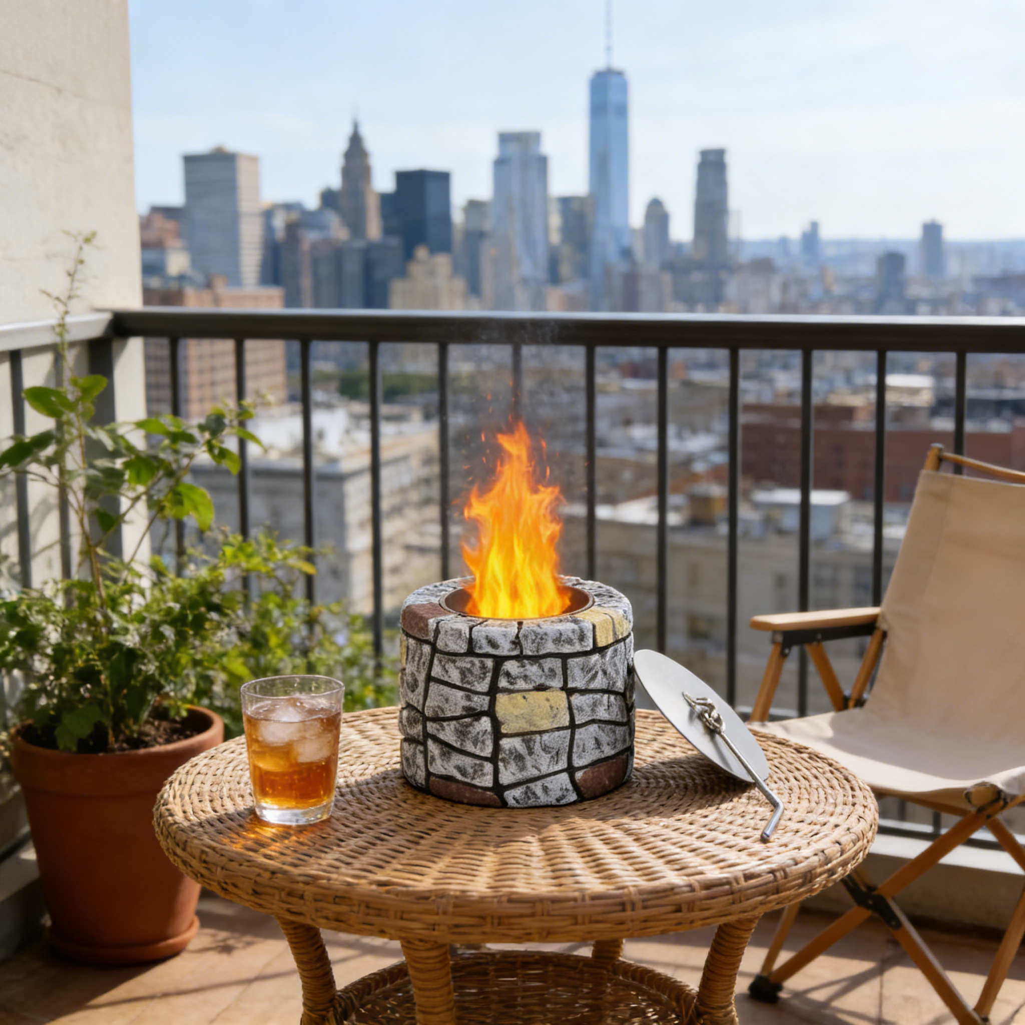 Mini Stacked Stone Concrete Tabletop Fire Bowl（no alcohol）