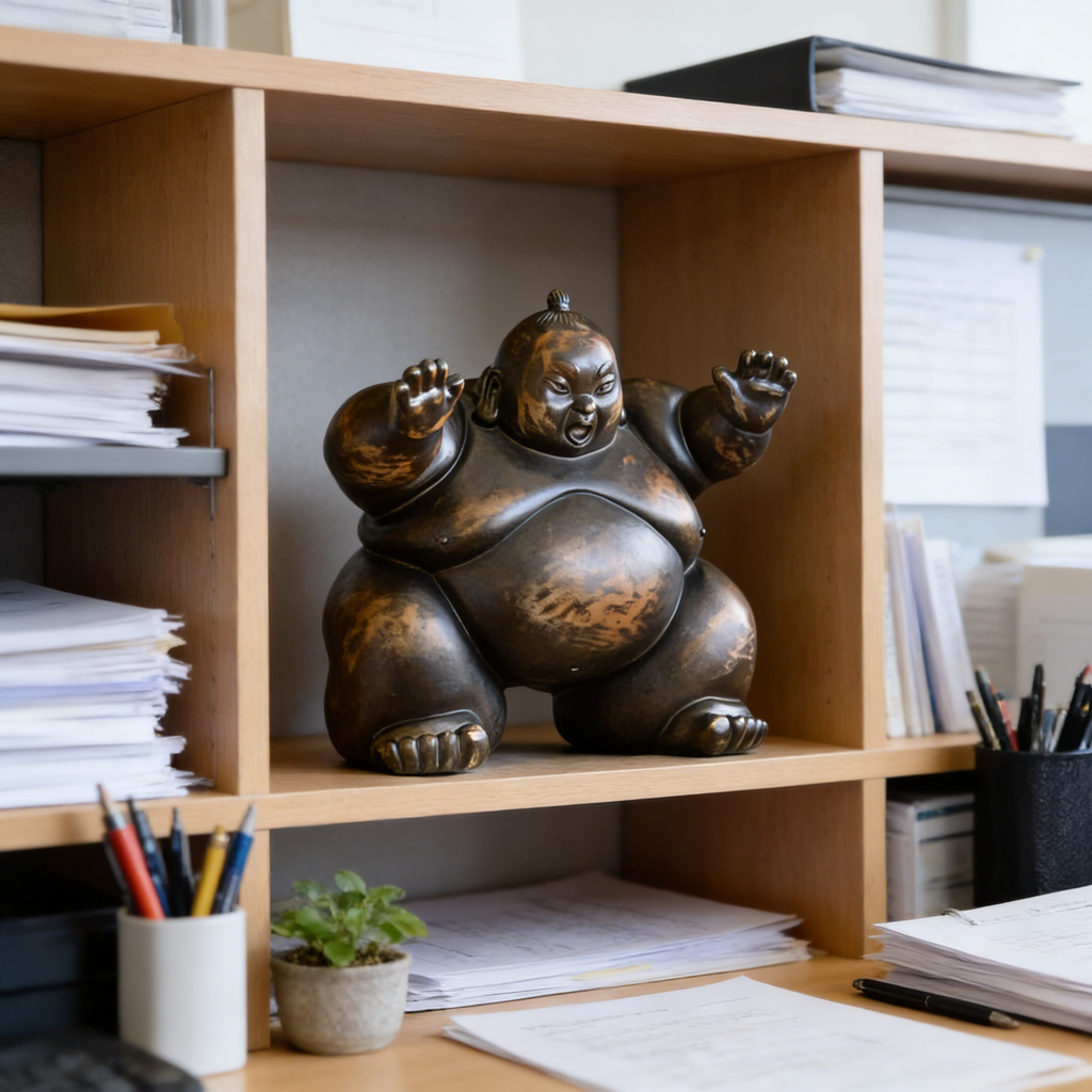 Heart Soars Sumo Wrestler Sculpture Figurine, Bronze Finish, 24x16x23.5 cm Decorative Art Piece