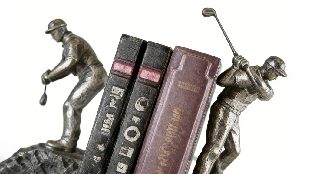 Heart Soars Golfer Sculpture Bookends, Bronze Finish, Decorative Figurine Set, 9.5x8x26.5 CM, Sports Theme Home Decor